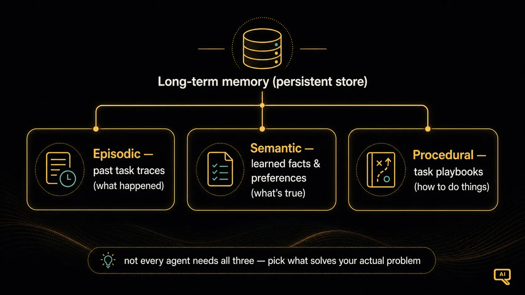 The three shapes of long-term memory