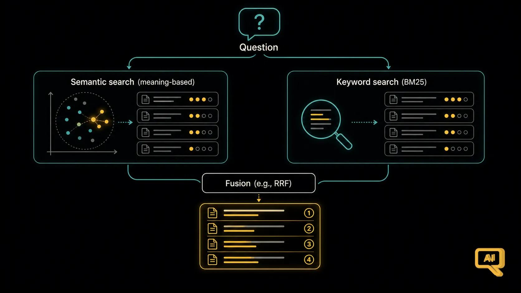 Semantic and keyword search running side by side
